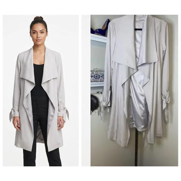 T Tahari Jackets & Blazers - Women's cardigan, with flap, open front, thin, long sleeves, irregular hem